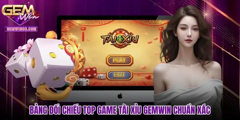 Bảng đối chiếu top game tài xỉu Gemwin chuẩn xác