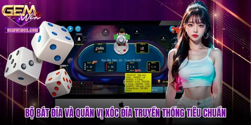 Bộ bát đĩa và quân vị xóc đĩa truyền thống tiêu chuẩn